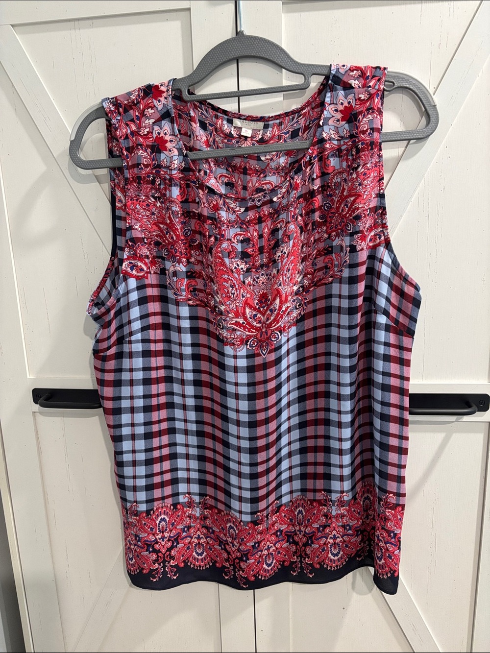Talbots πΊπΈ Red white and blue Plaid Sleeveless Tank Top - Picture 3 of 9